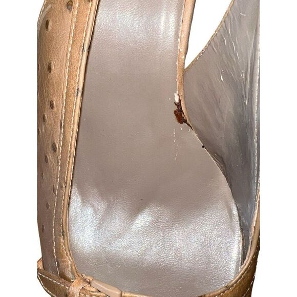 Nine West - Natural Color - Mileage - Square Toe Slingback Heels Womens Size 10 - Picture 5 of 11